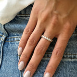 White Topaz Band - Gold Stackable Ring - Half Eternity Band
