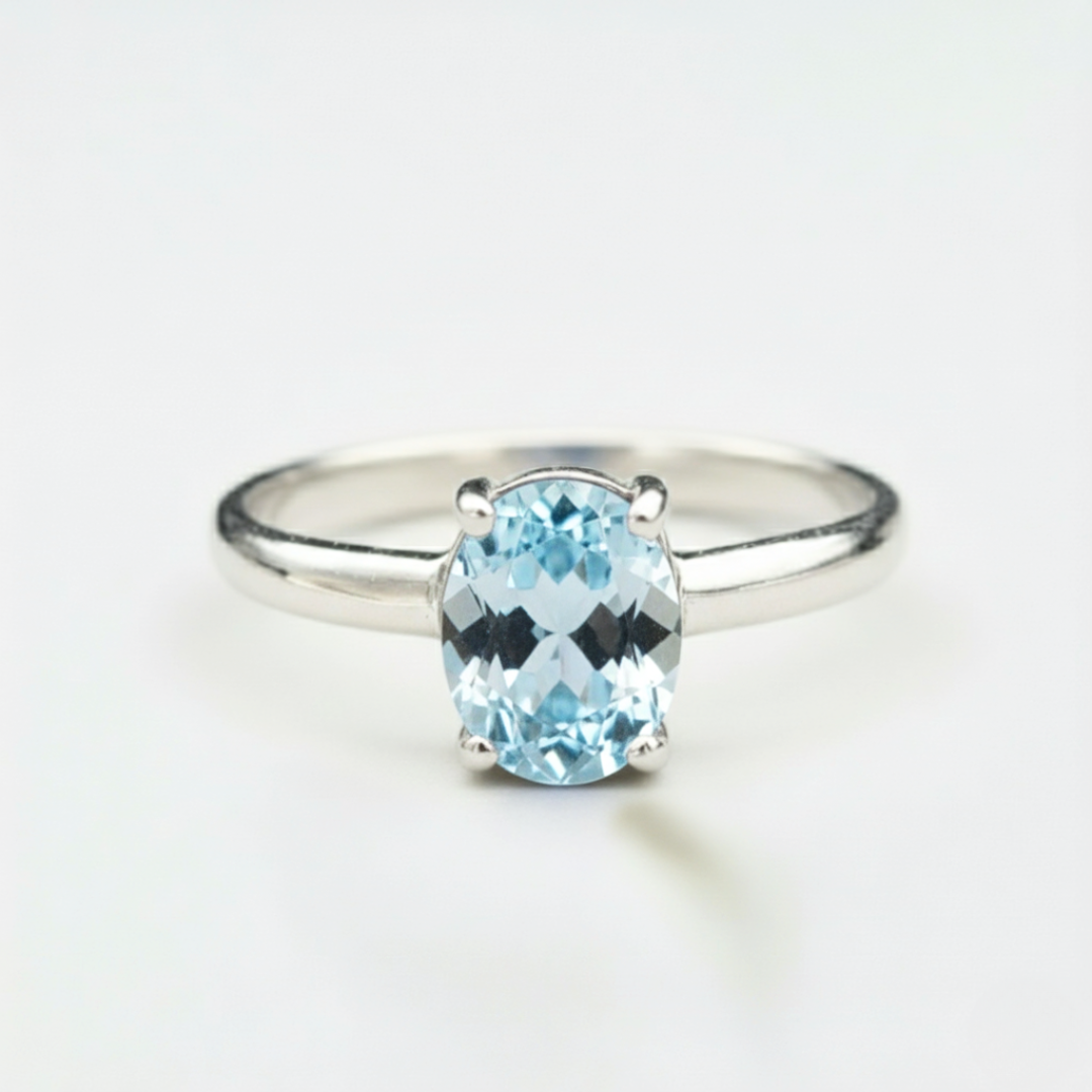 Charming Sky Blue Topaz Ring - Beautifully crafted in 925 Sterling Silver, ideal for gift-giving and everyday elegance.