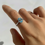 Elegant Blue Topaz Ring - Stunning Solitaire Design in 925 Sterling Silver, perfect for special occasions and daily wear.