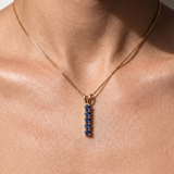 Sapphire Pendant in 18k Gold Vermeil, Round Created Blue Sapphire, September Birthstone, symbolizes sincerity and faithfulness.