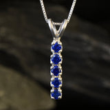 Created Sapphire Pendant made in 925 Sterling Silver with Round Created Blue Sapphire in Channel-Set setting, September Birthstone gift idea, symbolizes sincerity, truth, and faithfulness, ideal for everyday wear and perfect for birthday gifting and special occasions.