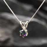 Mystic Topaz Pendant - Dainty Purple Necklace - Classic Round Necklace