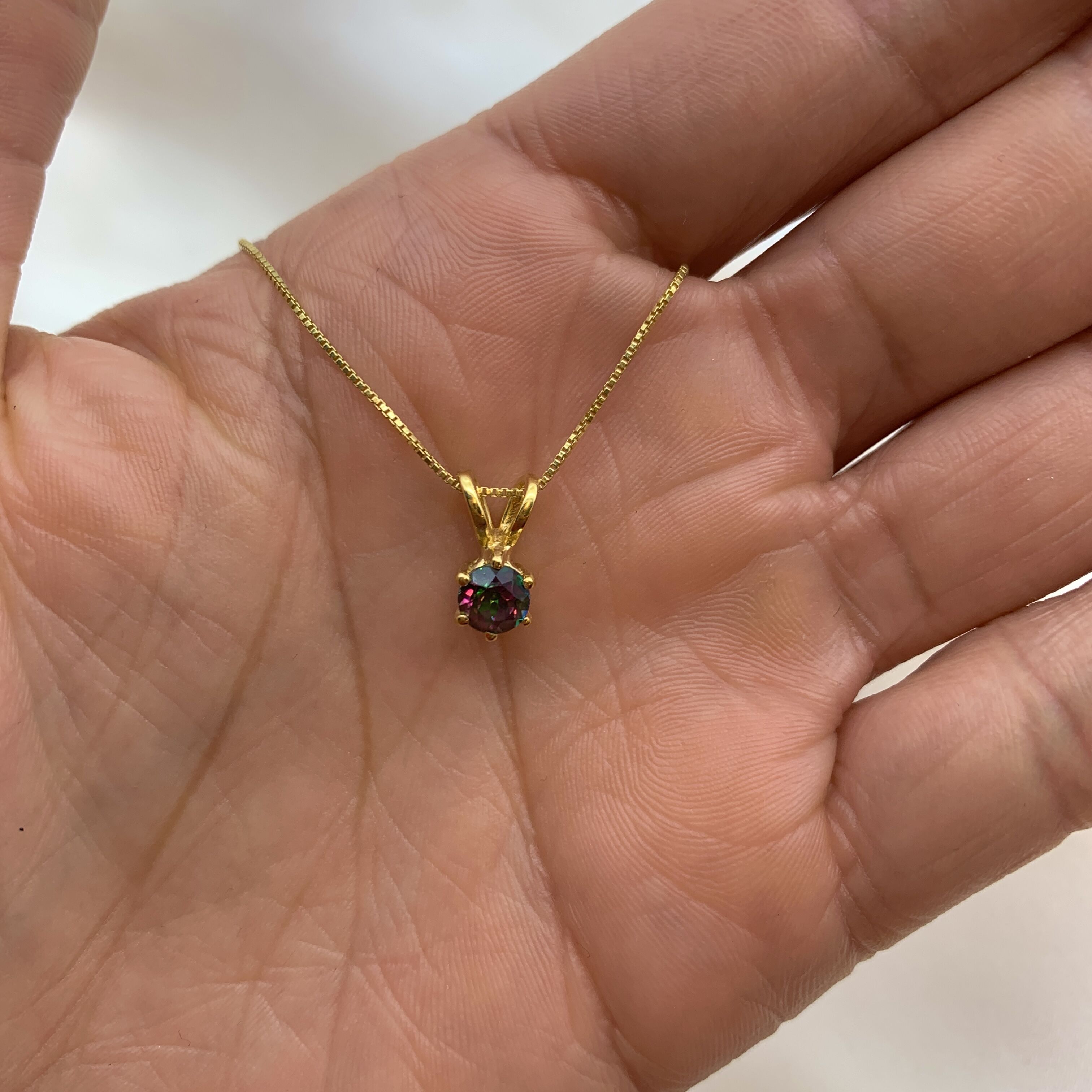 Mystic Topaz Pendant, Minimalist Pendant, Purple Pendant, Natural Mystic Topaz, Healing Pendant, Rainbow Stone, Topaz Necklace, Tiny Pendant(1)