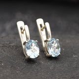 Blue Topaz Earrings, Minimal Earrings, December Birthstone, Natural Blue Topaz, Dainty Earrings, Blue Earrings, Blue Topaz Studs, 925 Silver