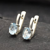 Blue Topaz Earrings, Minimal Earrings, December Birthstone, Natural Blue Topaz, Dainty Earrings, Blue Earrings, Blue Topaz Studs, 925 Silver