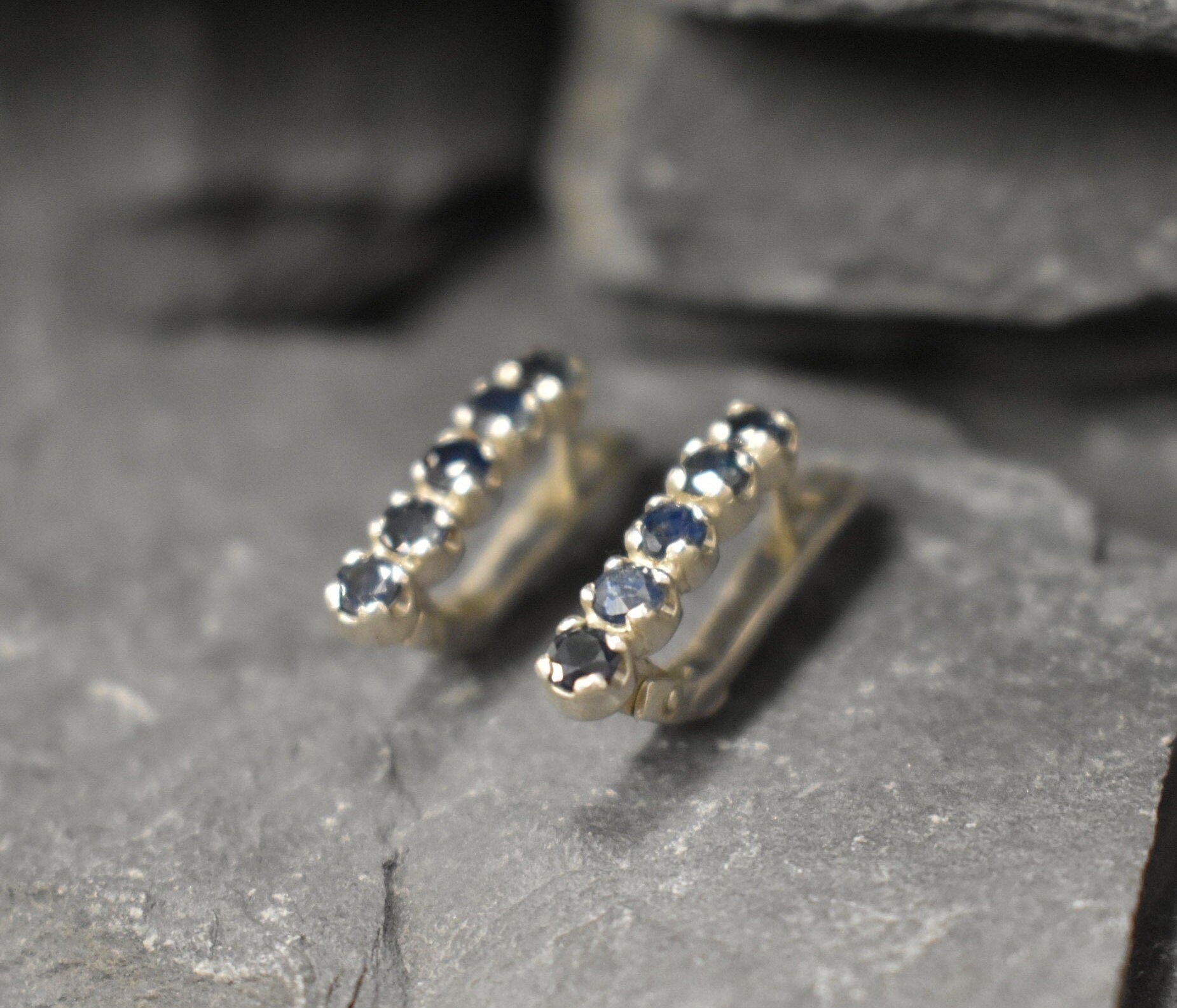 Blue Bar Earrings - Natural Sapphire Earrings, September Birthstone Earrings made in 925 Sterling Silver. Ideal for everyday wear and perfect for birthday gifting and special occasions.