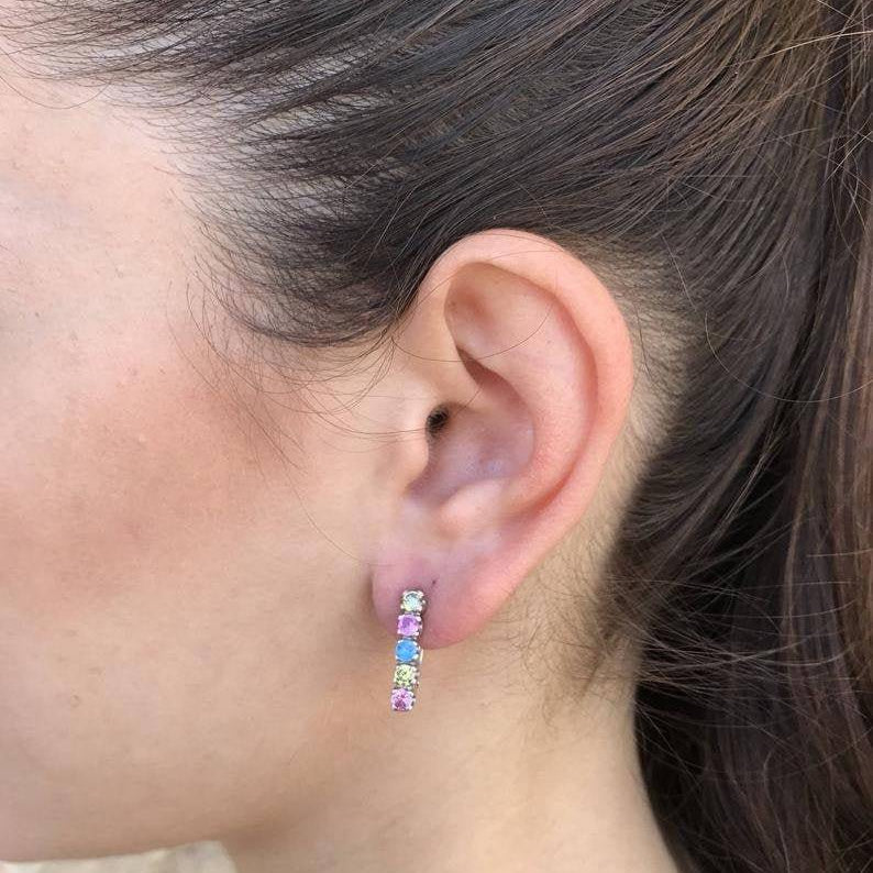 Blue Bar Earrings featuring natural sapphires, crafted in 925 sterling silver - perfect for September birthdays and everyday elegance.