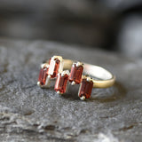 Gold Garnet Ring, Natural Garnet, January Birthstone, Gold Baguette Ring, Gold Dainty Ring, Half Eternity Ring, Garnet Ring, Vermeil Ring(2)