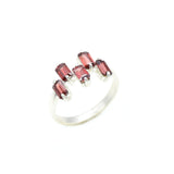 Gold Garnet Ring - Natural Garnet Ring, Gold Baguette Garnet Ring
