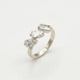 Diamond Trilogy Ring - Sparkly Baguette Ring - Slanted Square Ring