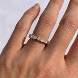 Gold Moonstone Band - Natural Moonstone Ring, Half Eternity Rainbow Moonstone Ring
