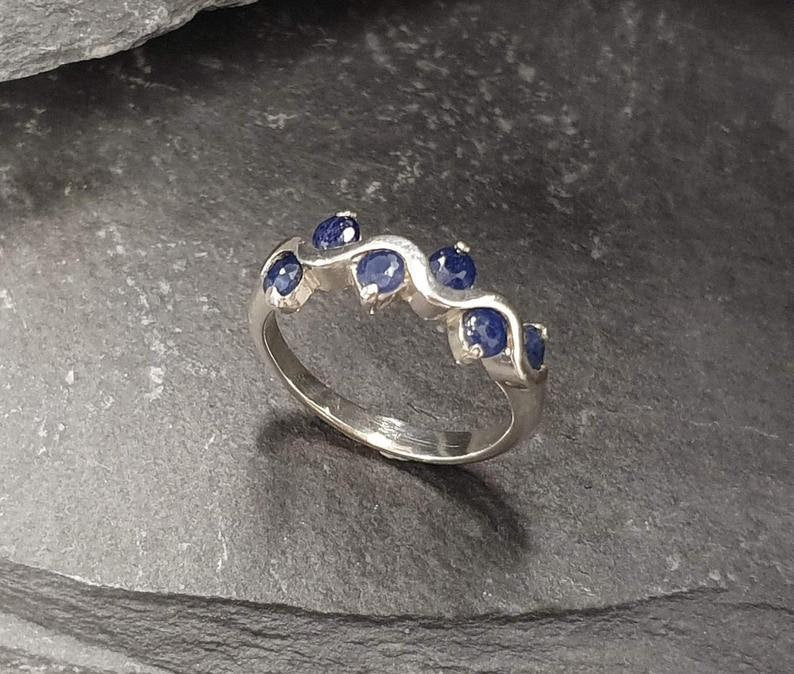 Natural Sapphire Ring made in 925 Sterling Silver with Round Natural Blue Sapphire in Channel-Set setting, September Birthstone gift idea, symbolizes sincerity, truth, and faithfulness, ideal for everyday wear and perfect for birthday gifting and special occasions.