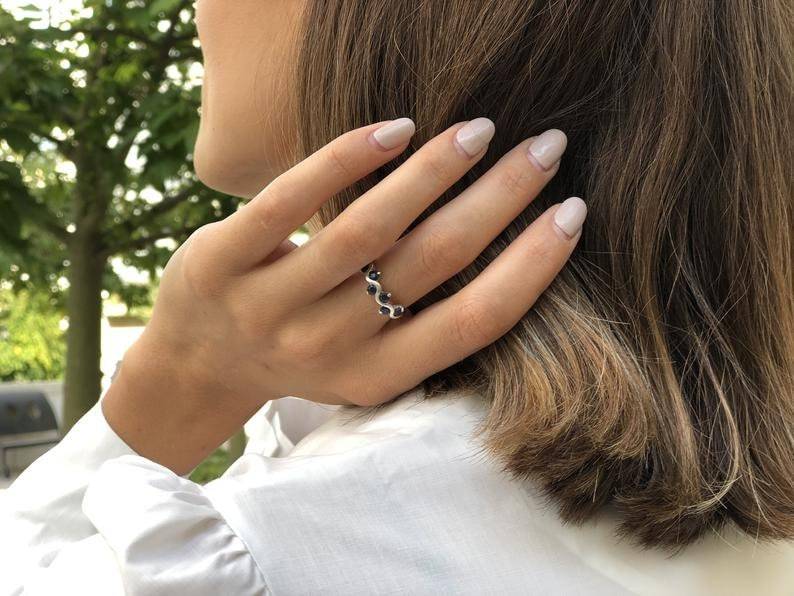 Elegant 18k Gold Vermeil Ring featuring a Round Natural Blue Sapphire, perfect for birthdays and meaningful gifting.