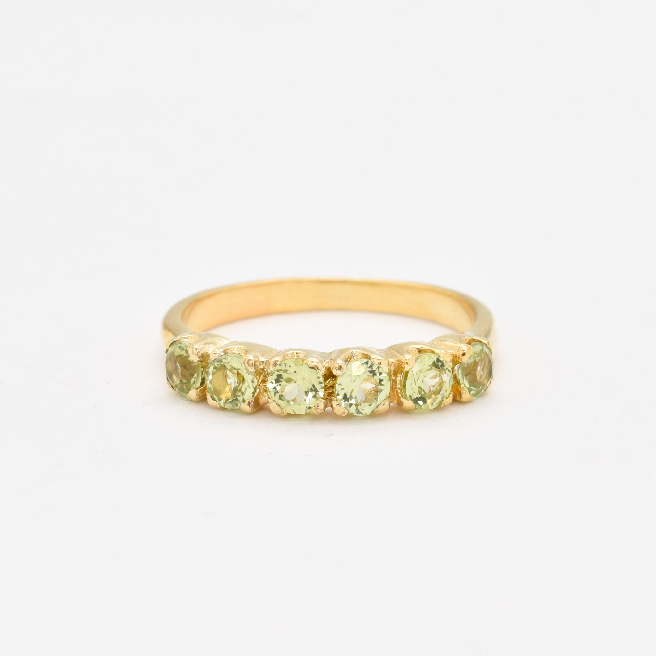 Gold Peridot Ring, Natural Peridot, August Birthstone, Half Eternity Ring, Green Diamond Ring, Vintage Ring, Green Ring, Solid Silver Ring