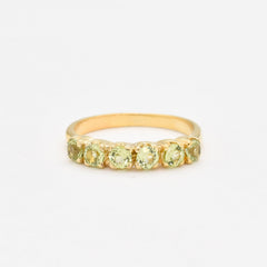 Gold Peridot Ring, Natural Peridot, August Birthstone, Half Eternity Ring, Green Diamond Ring, Vintage Ring, Green Ring, Solid Silver Ring