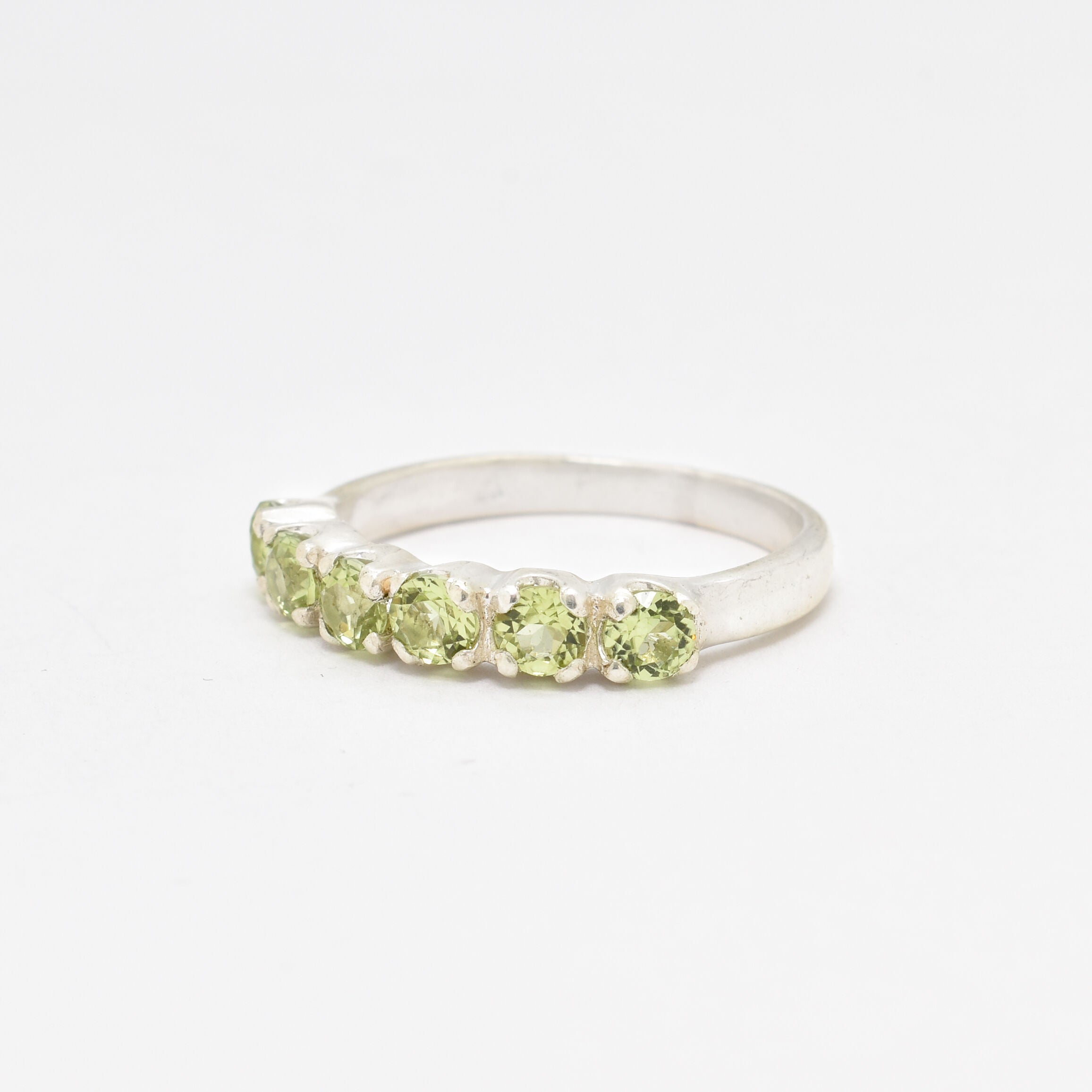 Gold Peridot Ring, Natural Peridot, August Birthstone, Half Eternity Ring, Green Diamond Ring, Vintage Ring, Green Ring, Solid Silver Ring(2)