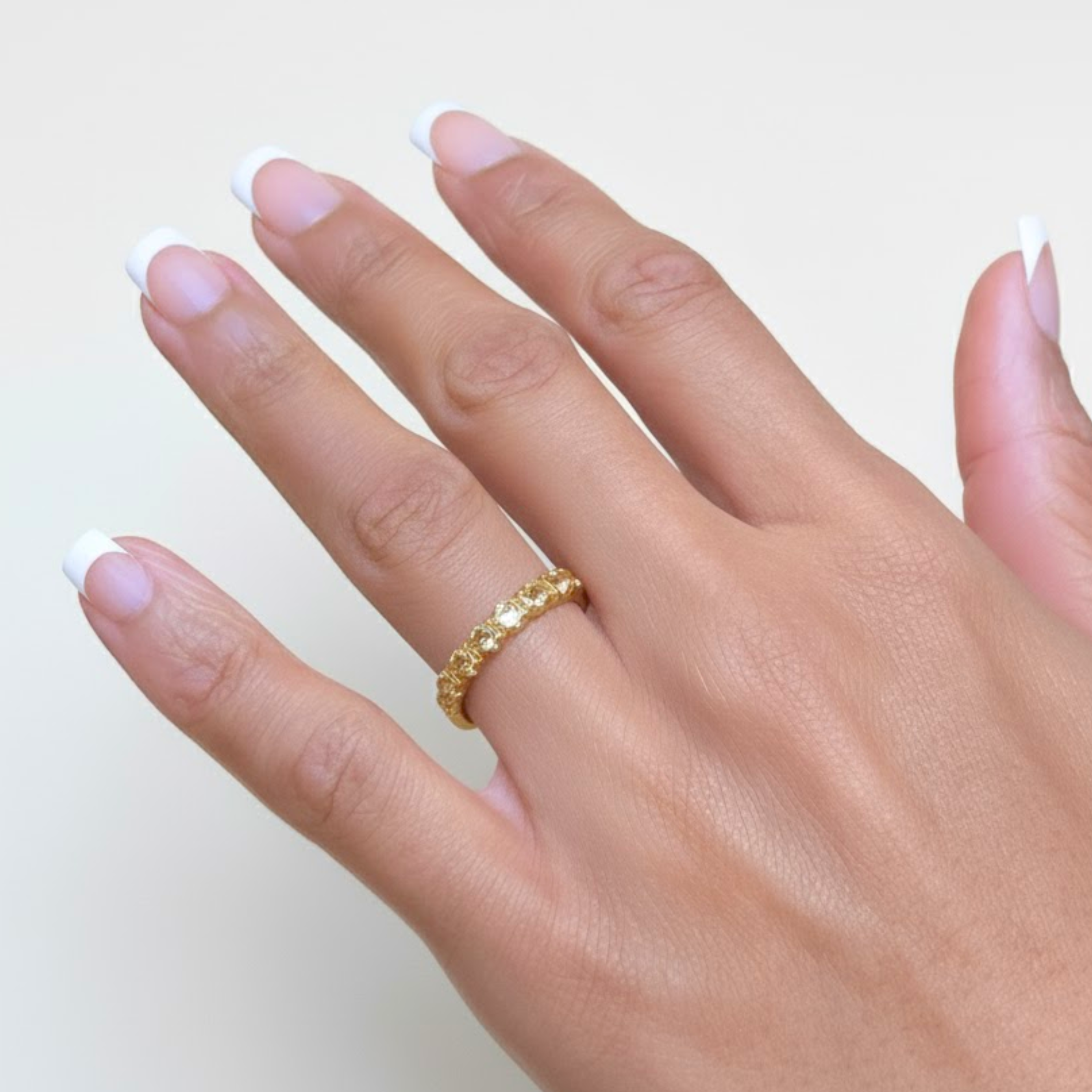 Chic Gold Citrine Eternity Band - Genuine Citrine set in 18k Gold Vermeil, a timeless piece for everyday elegance and celebrations.