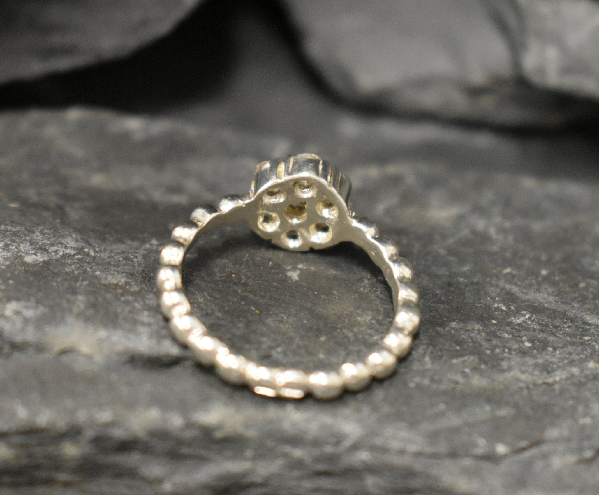 White Topaz Ring, Natural White Topaz, December Birthstone, Flower Ring, VintageFlower Ring, Topaz Ring, White Flower Ring, 925 Silver Ring