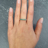 Gold Emerald Band - Emerald Vintage Band - Half Eternity Gold Band