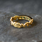 Gold Emerald Band - Emerald Vintage Band - Half Eternity Gold Band