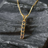Mystic Topaz Necklace - Vertical Topaz Necklace - Purple Bar Pendant