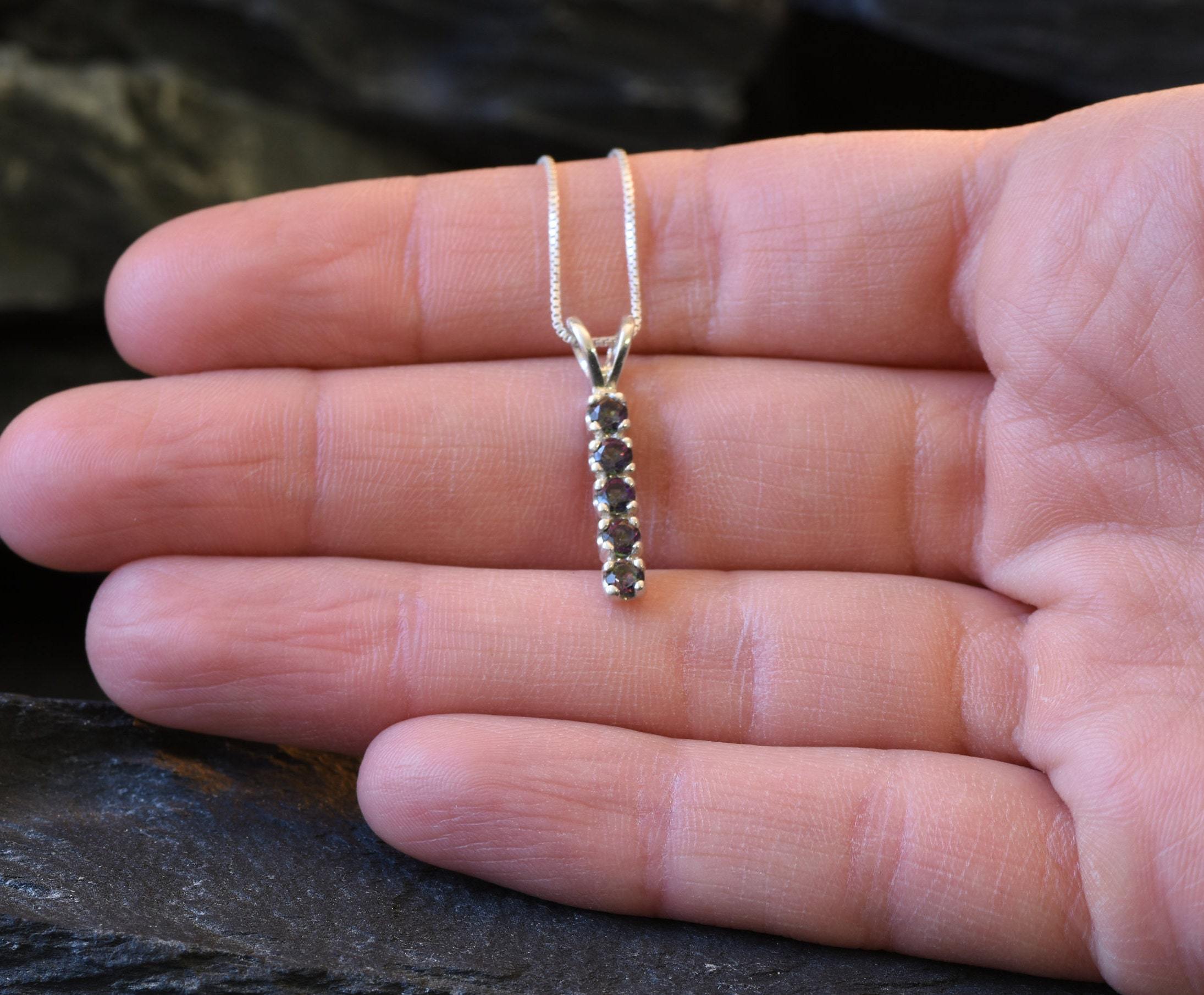 Gold Topaz Pendant, Natural Mystic Topaz, Drop Bar Pendant, Vertical Pendant, Minimalist Necklace, Vintage Pendant, Gold Vermeil Necklace(3)