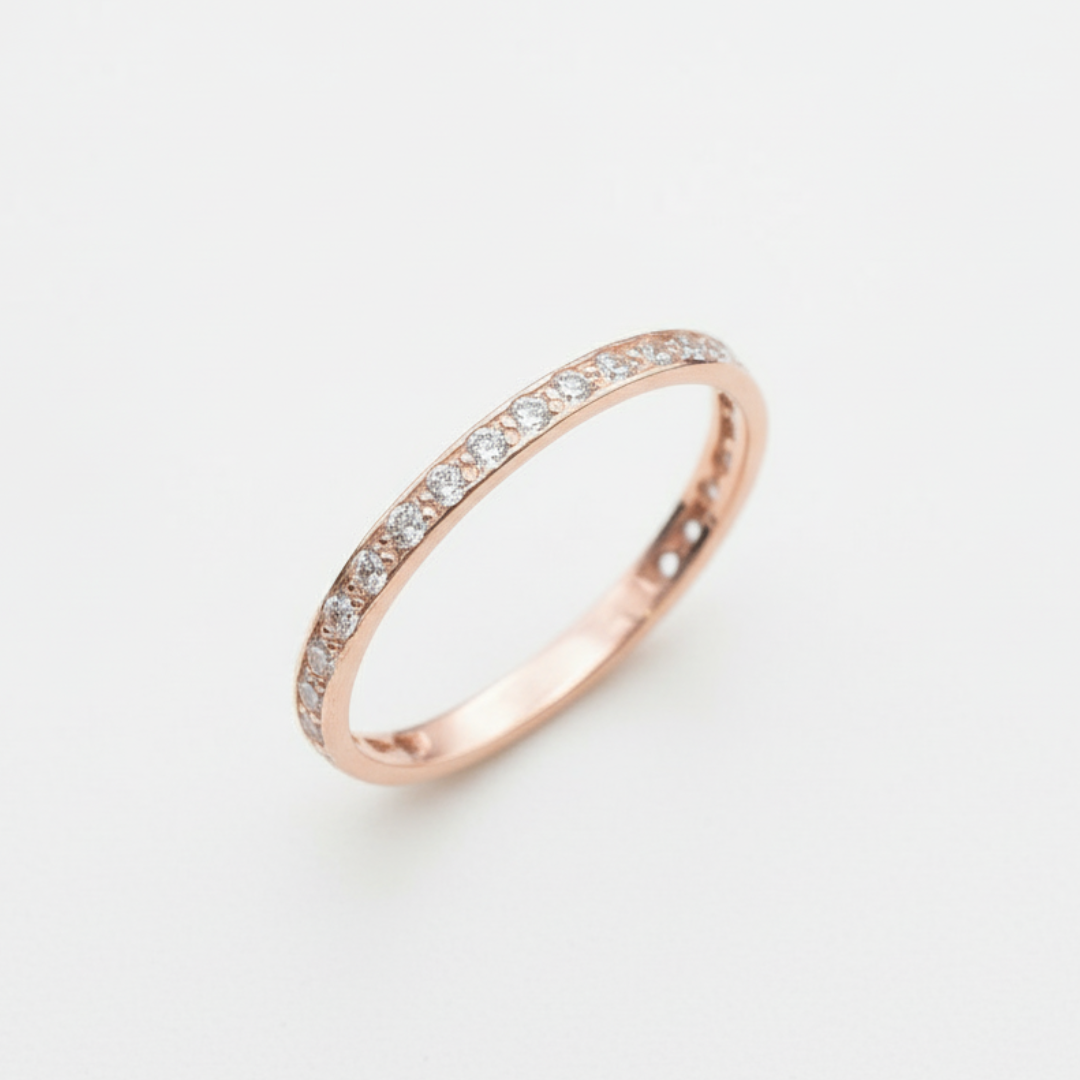 Rose Gold Diamond Ring - Beautiful Stackable Eternity Band, perfect for layering and adding a touch of elegance to any look.