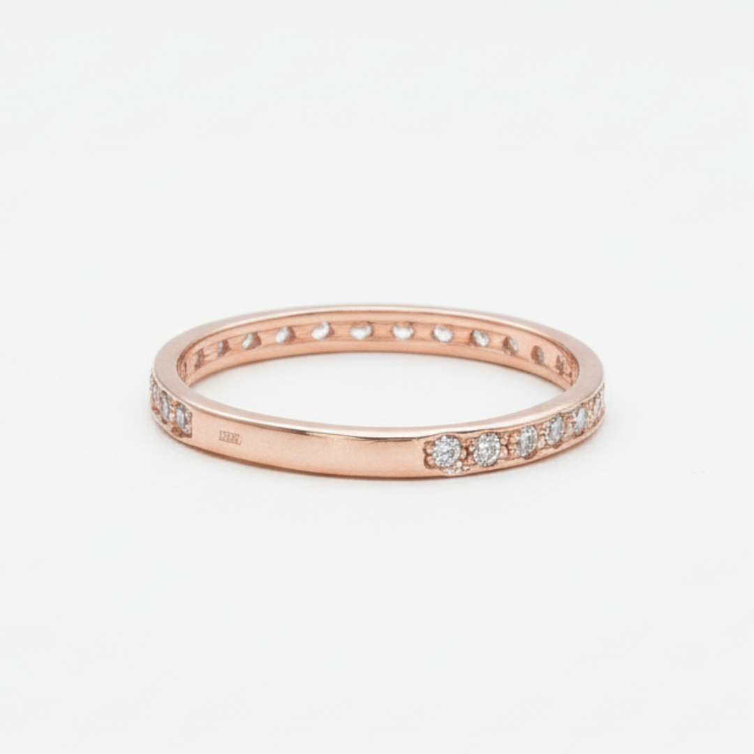 Rose Gold Diamond Ring - Dazzling Stackable Band, ideal for everyday elegance and special celebrations.