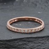 Rose Gold Diamond Ring - Sparkly Stackable Ring - Pink Eternity Band