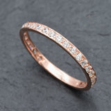 Rose Gold Diamond Ring - Sparkly Stackable Ring - Pink Eternity Band