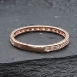 Rose Gold Diamond Ring - Sparkly Stackable Ring - Pink Eternity Band