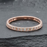 Rose Gold Diamond Ring - Sparkly Stackable Ring - Pink Eternity Band