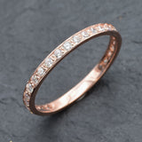 Rose Gold Diamond Ring - Sparkly Stackable Ring - Pink Eternity Band