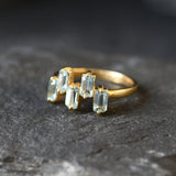 Gold Blue Topaz Ring - Natural Blue Topaz Ring, Blue Baguette Gold Ring