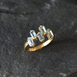 Gold Blue Topaz Ring - Natural Blue Topaz Ring, Blue Baguette Gold Ring