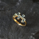 Gold Blue Topaz Ring - Natural Blue Topaz Ring, Blue Baguette Gold Ring