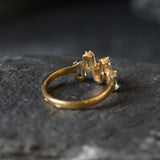 Gold Blue Topaz Ring - Natural Blue Topaz Ring, Blue Baguette Gold Ring