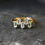 Gold Blue Topaz Ring - Natural Blue Topaz Ring, Blue Baguette Gold Ring