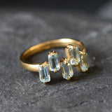 Gold Blue Topaz Ring - Natural Blue Topaz Ring, Blue Baguette Gold Ring