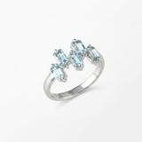 Gold Blue Topaz Ring - Natural Blue Topaz Ring, Blue Baguette Gold Ring