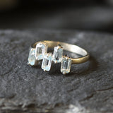 Blue Topaz Ring - Natural Blue Topaz, Blue Baguette Ring