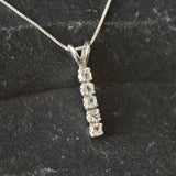 Vertical Topaz Pendant - Natural White Topaz Necklace, Gold White Topaz Pendant