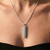 Aquamarine Pendant - Vertical Aqua Necklace - Layering Necklace