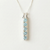 Aquamarine Pendant - Vertical Aqua Necklace - Layering Necklace