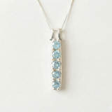 Vertical Aquamarine Pendant - Gold Aqua Necklace, Blue Aquamarine Necklace