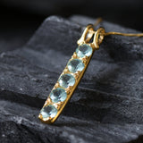 Aquamarine Pendant - Vertical Aqua Necklace - Layering Necklace