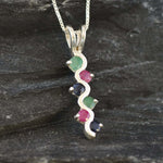 Natural Sapphire Pendant made in 925 Sterling Silver with Round Natural Blue Sapphire in Channel-Set setting, September Birthstone gift idea, symbolizes sincerity, truth, and faithfulness, ideal for everyday wear and perfect for birthday gifting and special occasions.