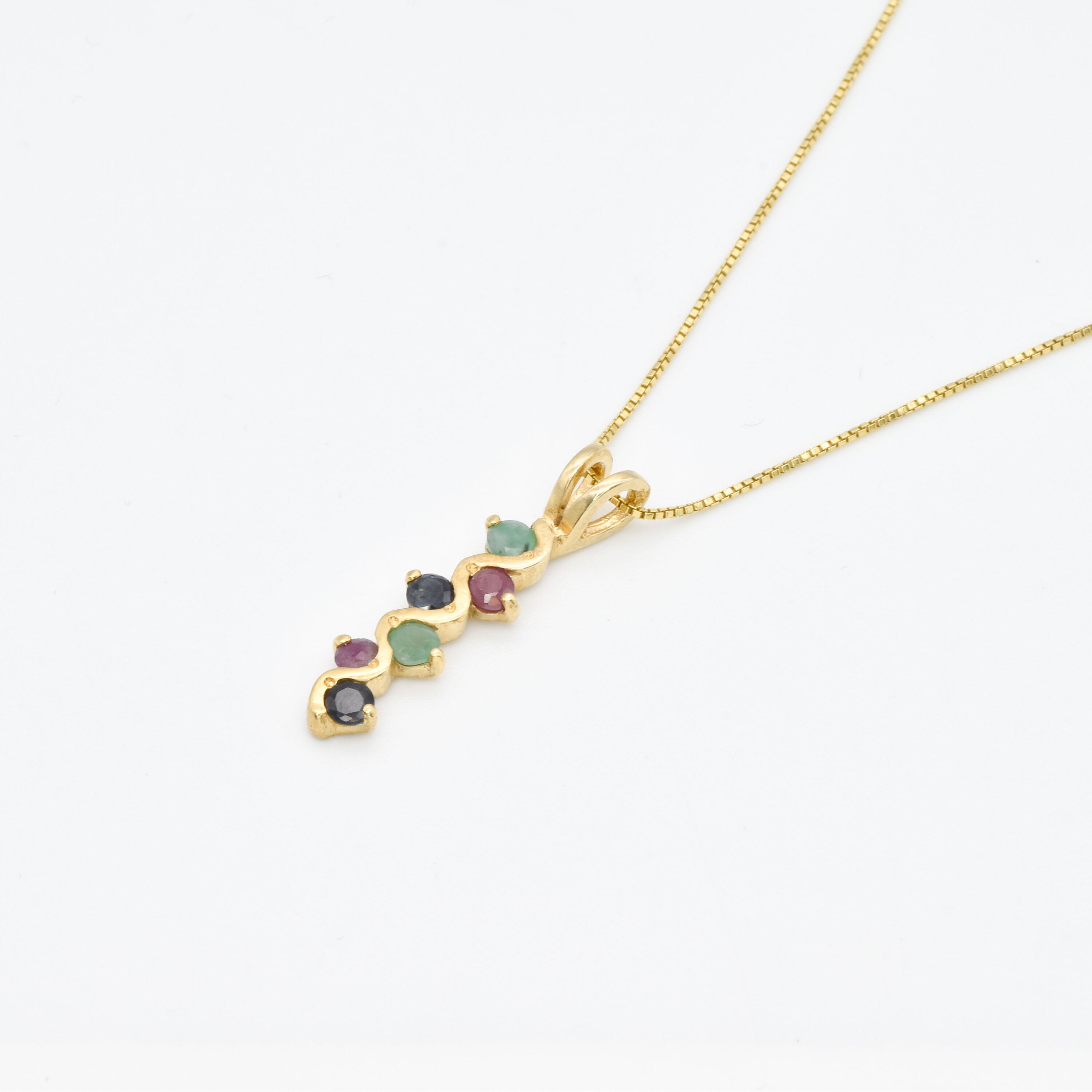 Multistone Pendant, Natural Emerald, Layering Necklace, Colorful Pendant, Minimalist Drop Pendant, Solid , Ruby, Sapphire, Birthstones(1)