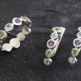 Colorful Bubble Band - Amethyst Peridot Blue Topaz Ring, Multicolor Eternity Ring