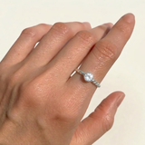 Round Diamond Ring - Sparkly Solitaire Ring - Twisted Silver Band